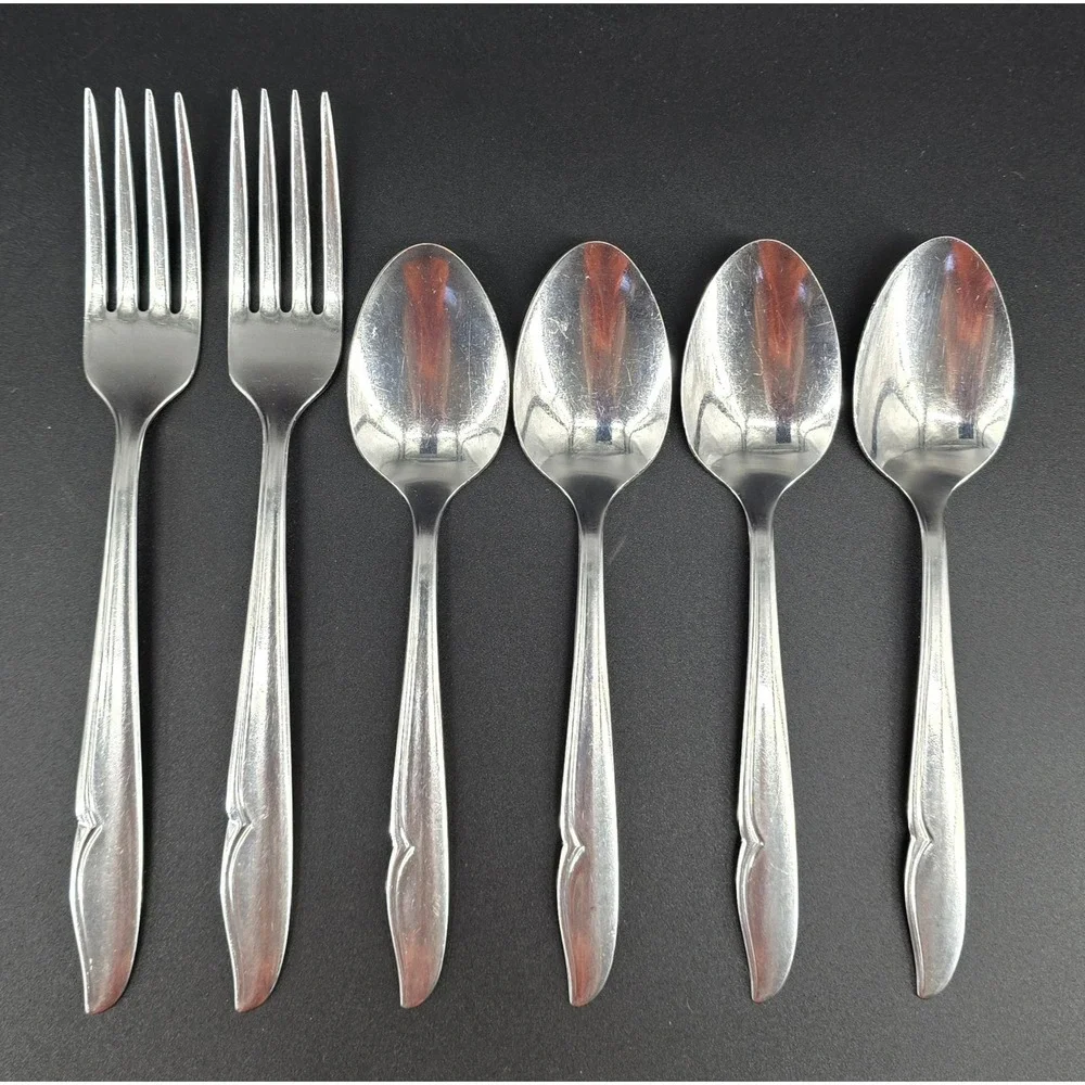 Set of 6 Oneida PROFILE Teaspoons Dinner Forks‎ Spoons 6